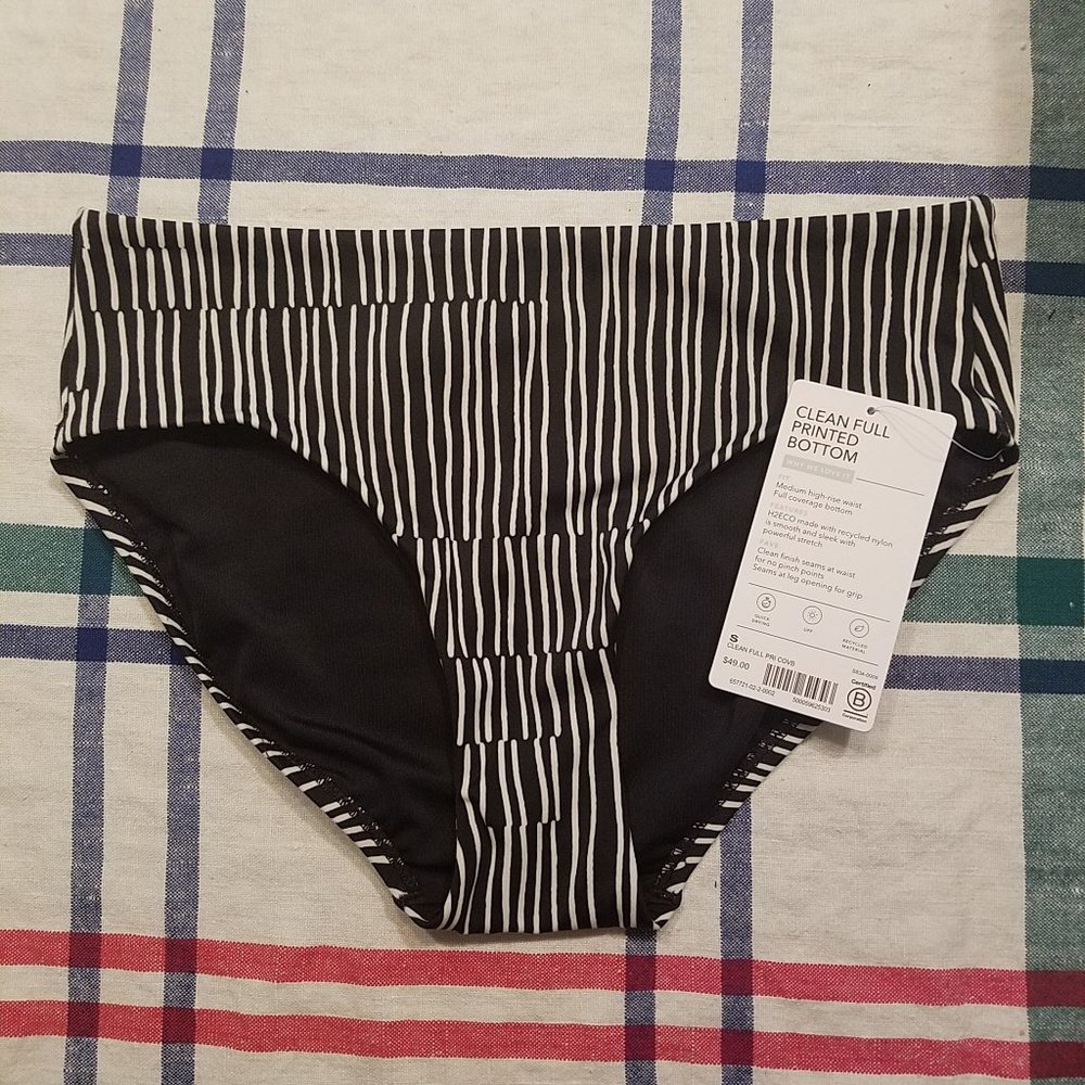 Clean Full Printed Bikini Bottom Black & White